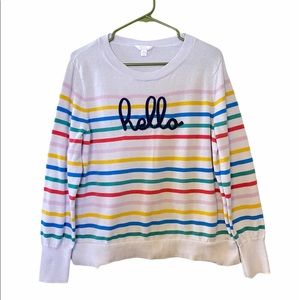 Time & Tru "Hello" Rainbow Sweater Size XL